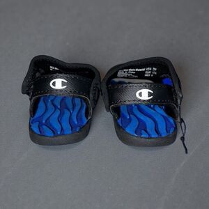 NWOT Infant Champion Sandals Black Blue Logo Size 2